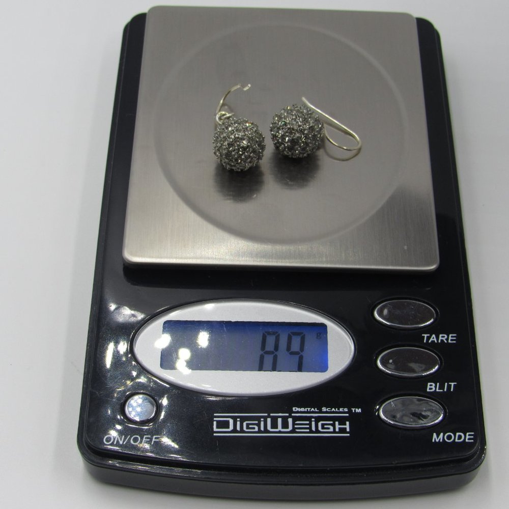 Sterling Rustic Crystal Ball Dangle Earrings - image 4